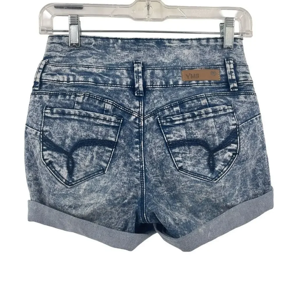 YMI Blue Acid Wash Jean Shorts size 3 Wanna Better Butt?